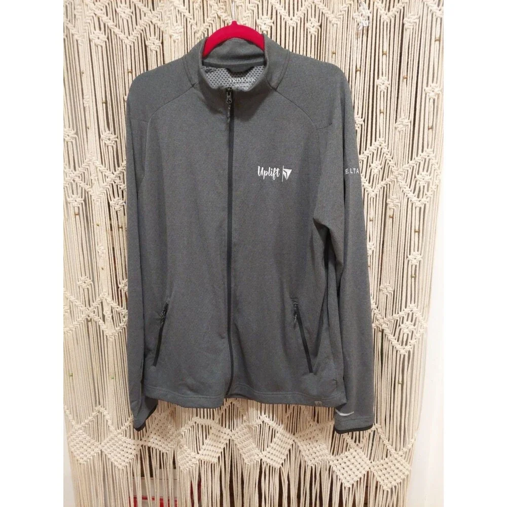 Delta Airline Promo Uplift Logo Employee Full Zip Reflective Strips Gray Jacket